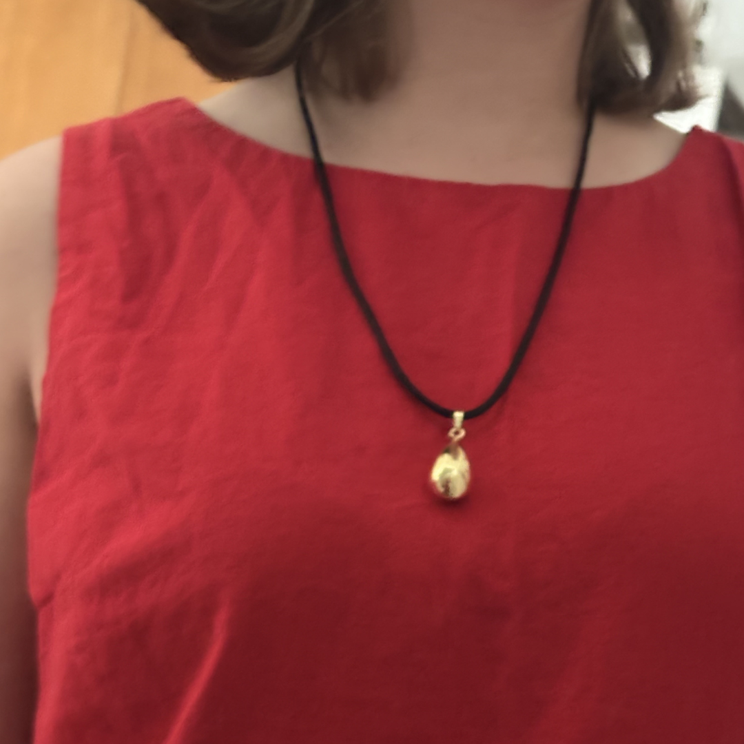 Gold Teardrop Cord Necklace