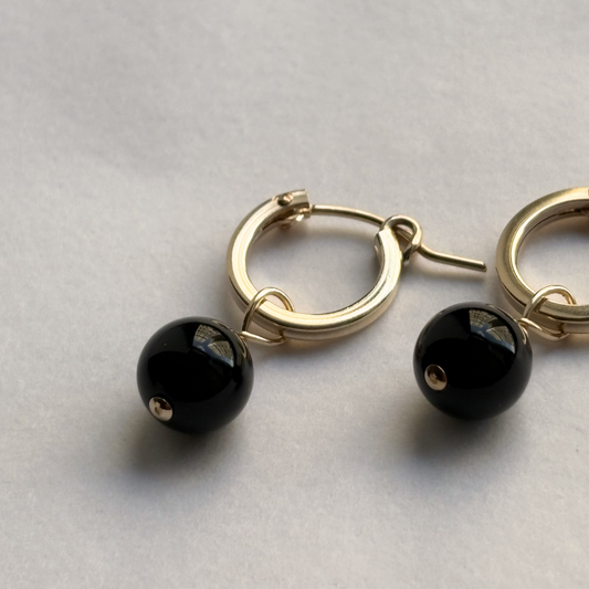Black Onyx Hoops
