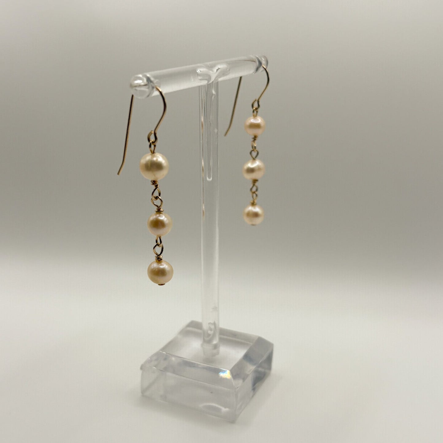 Gold Filled Hook Drop Earrings with Pearls