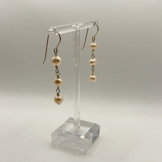 Gold Filled Hook Drop Earrings with Pearls