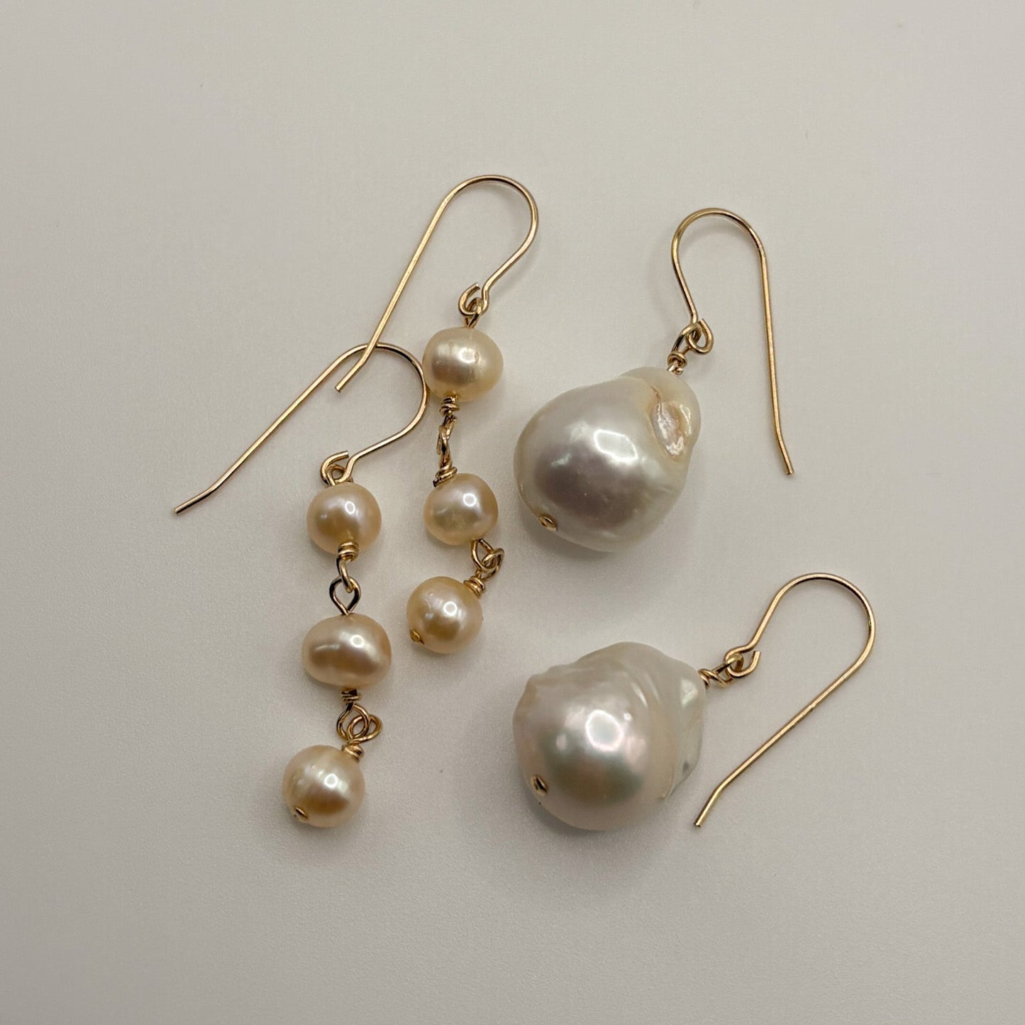 Gold Filled Hook Drop Earrings with Pearls