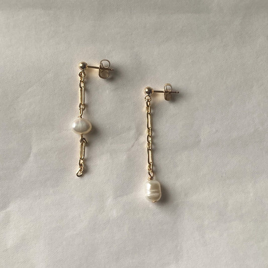 Pearl Chain Drop Earrings