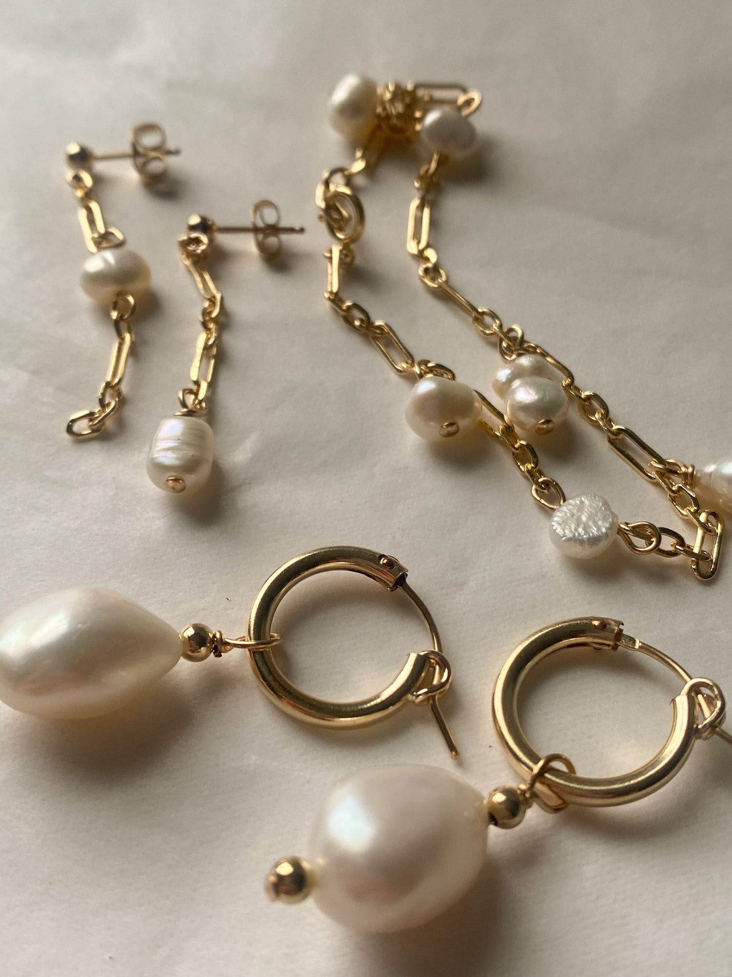 Pearl Chain Drop Earrings
