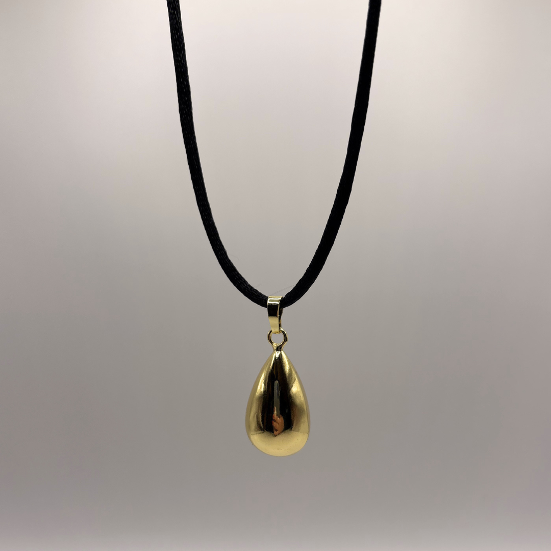 Gold Teardrop Cord Necklace