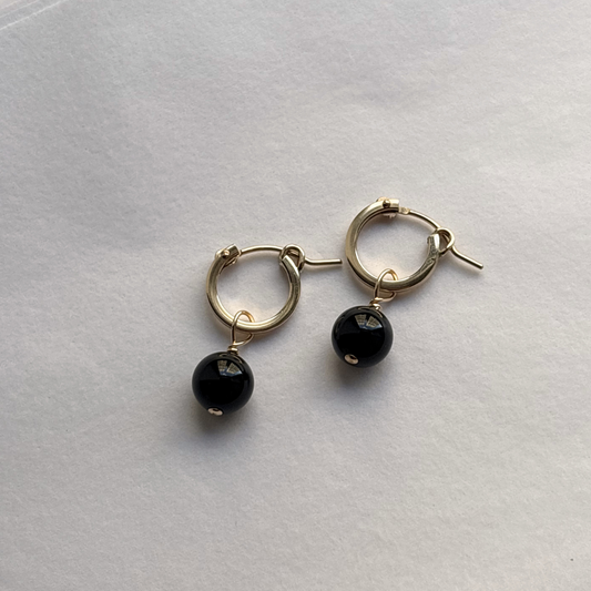 Black Onyx Hoops