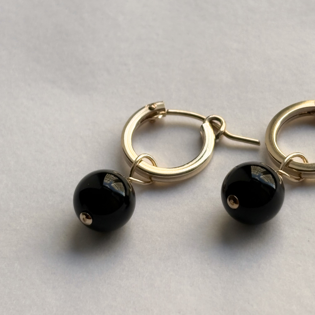 Black Onyx Hoops