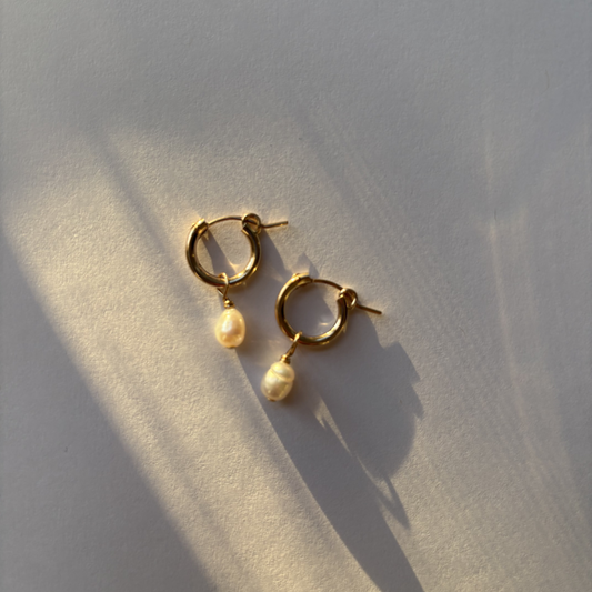 Small Pearl Hoops