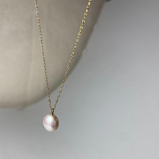 Round Flat Pearl Necklace